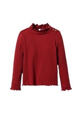 Janie And Jack Burgundy Ribbed Ruffle Trim Turtleneck Gold Button Size 8