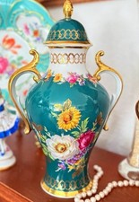 RW Rudolf W&auml;chter Bavaria Prunkvase Porzellan mit Deckel & Griffen, 31 cm