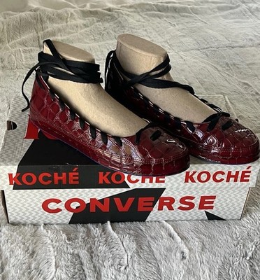 Koché x Converse All Star Rina Ox Burgundy Croc Patent Lace Up Flats Sz 9 NIB
