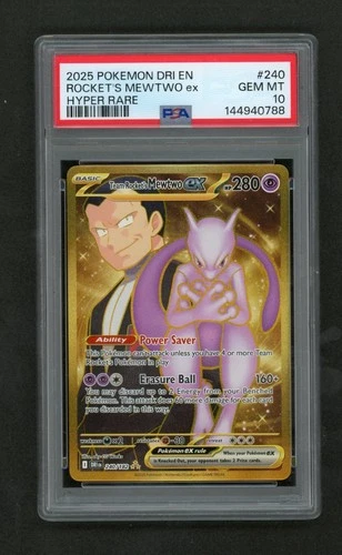 PSA 10 Team Rocket's Mewtwo EX 240/182 Gold Hyper Rare Destined Rivals Pokemon