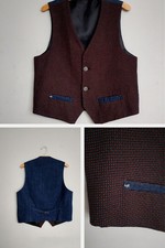 Tapestry Denim Men's Waistcoat Wool Blend size XL Made in Italy Smart Casual