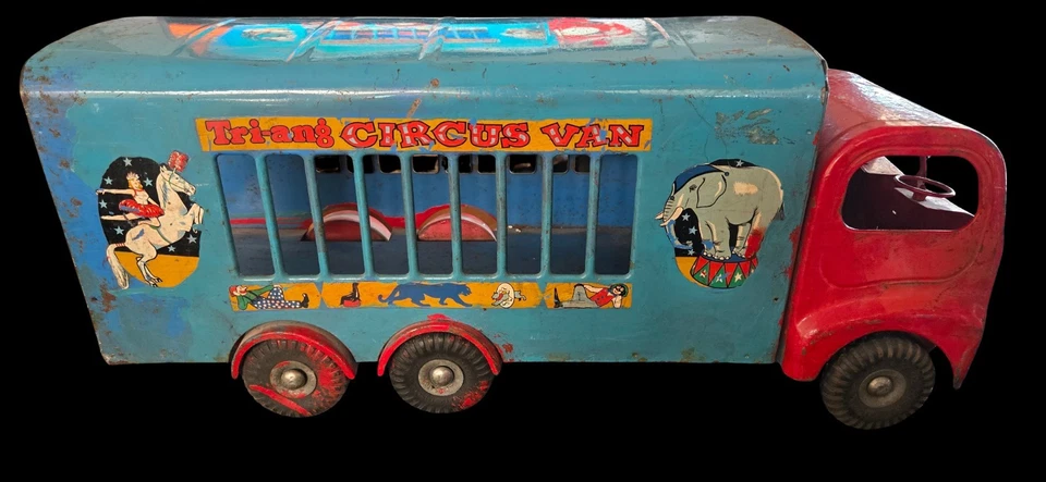 Camión camión furgoneta circo Tri-ang de acero prensado años 50, calcomanías originales de 23,5" Foto 2 de 4
