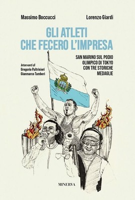 Die Athleten, die das Unternehmen machten. San Marino auf dem Olympischen Podium in Tokio co...
