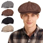 Linen Cabbie Newsboy Gatsby Cap Mens Ivy Hat Golf Driving Summer Sun Flat Retro
