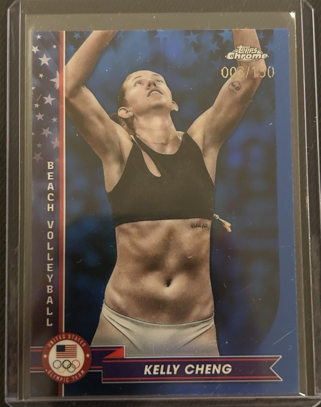 2024 Topps Chrome US Olympic Hopefuls Kelly Cheng Blue Refractor /150 #74
