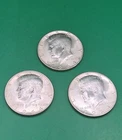 (Lot Of 3) 1964 US Kennedy Half-Dollar, Circulated, 90% Silver Ungraded