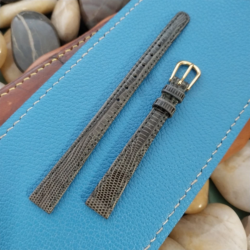 Correa de reloj clásica vintage Speidel 10 mm gris lagarto sin usar Foto 4 de 4