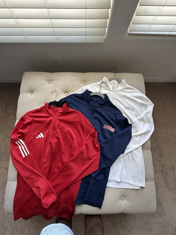 adidas Bulldogs 1/4 Zip Mock Neck Pullover Men's L Red/Blue/White Golf