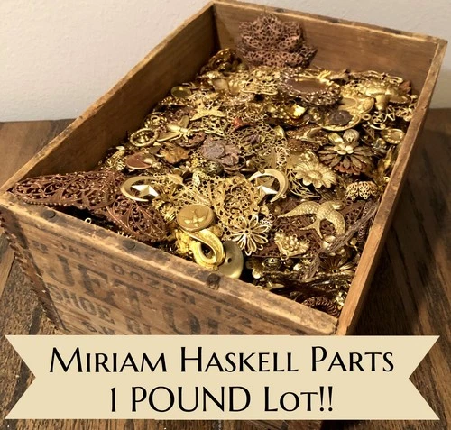 1 POUND LOT!! Vintage Miriam Haskell Jewelry Parts Brass Stampings Findings