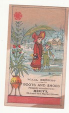 Meily's Boots & Shoes Mail Orders Edwin C Burt Harrisburg PA  Vict Card c1880s