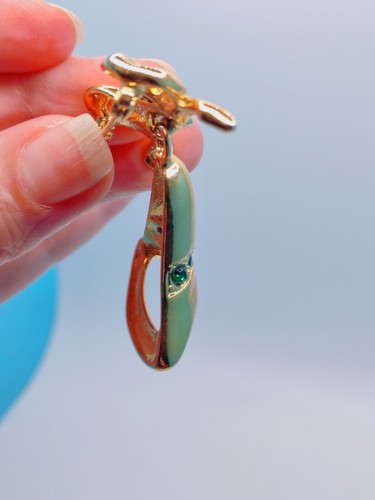 Vintage Weihnachten Baumeln Glocke und Schleife rot grün Strass Brosche Anstecknadel - Bild 6 von 9