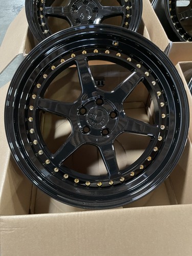 18x8.5 +35 | 18x9.5 +35 Aodhan DS09 5x100 Gloss Black Wheels (Used Set) - Picture 4 of 6