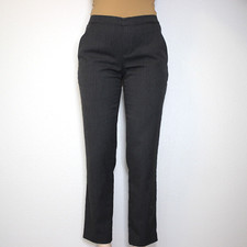Uniqlo Pinstripe Trouser Pants Charcoal Gray Elastic Waist Pockets Size 26-27