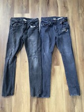 Lot of 2 ZARA Kids Boys Size 11 - 12 Jeans Skinny Stretch Distressed Black Denim