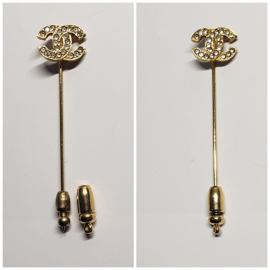 CHANEL Pin Brooch Coco Mark Rhinestone without Stomper Excellent
