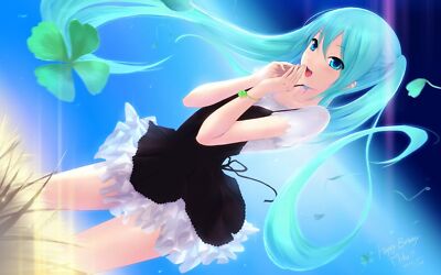 Anime Girls Aqua Hair Aqua Eyes Clovers Dress Open  Gaming Mat Desk 47591