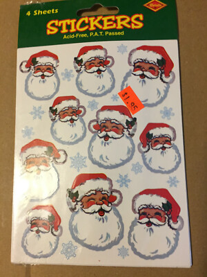 VINTAGE SANTA BEISTLE STICKERS 4 SHEETS 1998 NOS NIP
