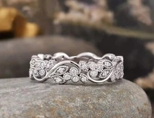 Round Cut Simulated Diamond Women's Eternity Band Ring In 14k White Gold Plated