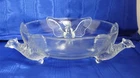 Vintage 1950's Jeanette 3 Footed Molded Pheasant Glass Bowl