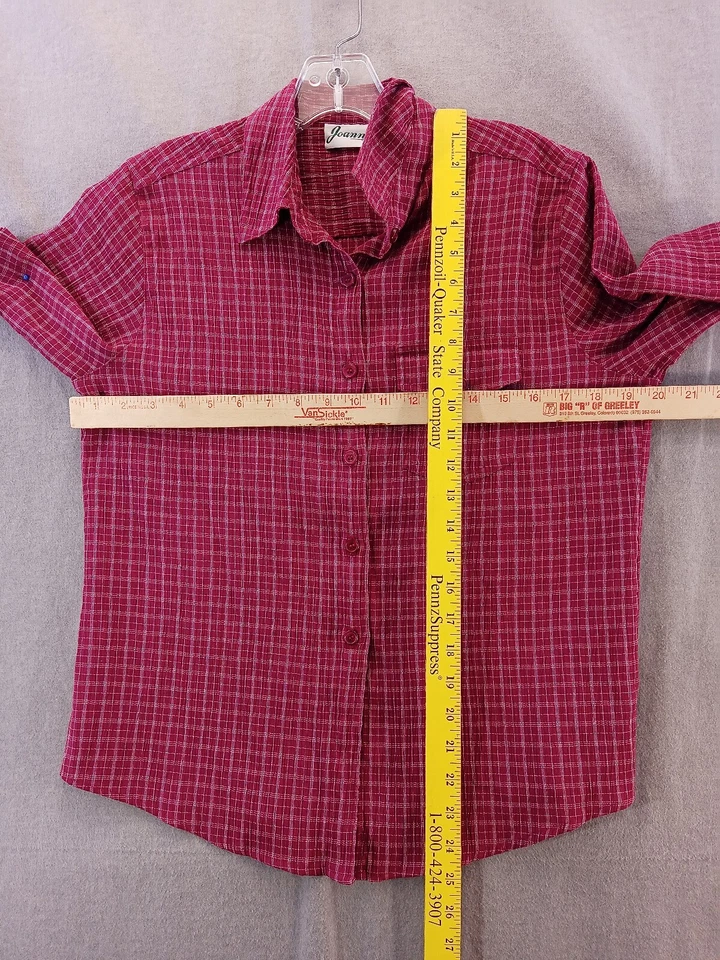 Joanna shirt Women medium Raspberry Pink blouse Short Sleeve button up Dart - Image 3 of 4