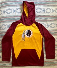 Redskins NFL Team Apparel Burgundy  Yellow Hooded Sweatshirt Youth Large 14/16