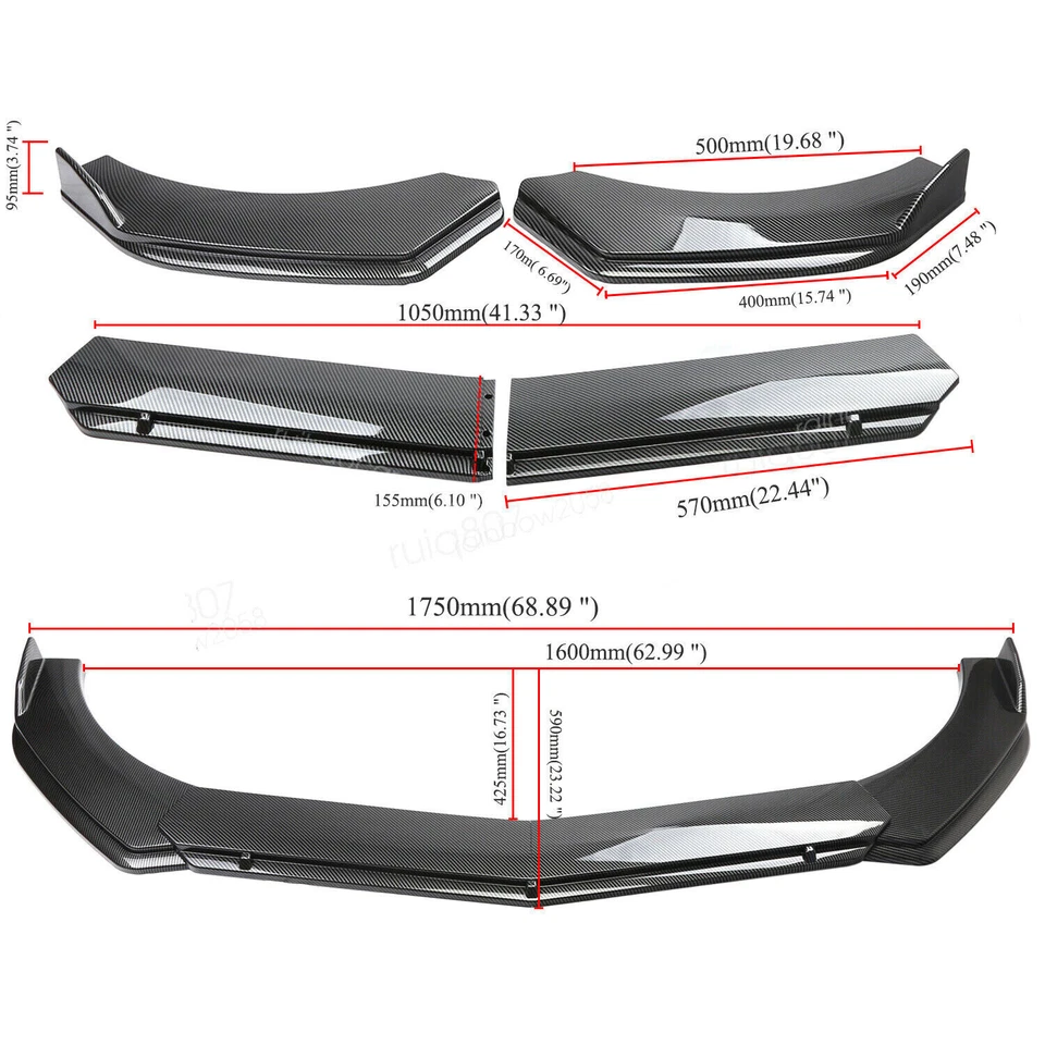 For Volvo S60 S80 06-18 CARBON Fiber Style Front Bumper Lip Splitter Accessory Foto 3 de 4