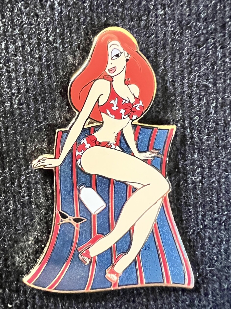 RARE Disney Pin Jessica Rabbit Pin Up on Towel At The Beach  LE 250