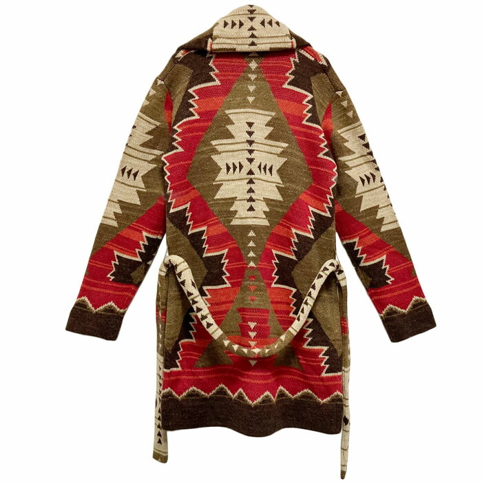 LAUREN by Ralph Lauren Shawl Collar Native American Print Knit XXS