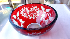 kleine Glas Schale -BÖHMEN  EGERMANN- Rubinglas - dekoratives Design - D = 11 cm