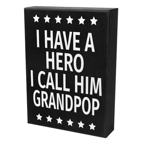 JennyGems I Have a Hero I Call Him Grandpop Sign, Gifts for Grandpop Decor - Picture 8 of 9
