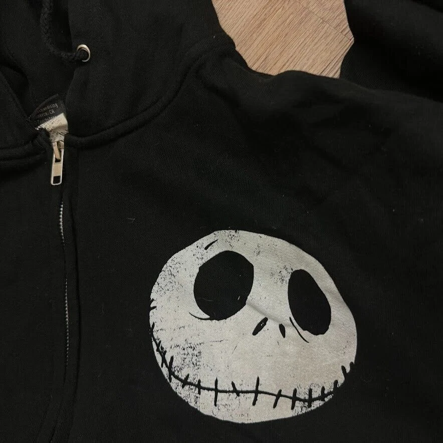 VTG 90s Nightmare Before Christmas Zip Hoodie Adult Large Double Sided Print - Image 2 of 4