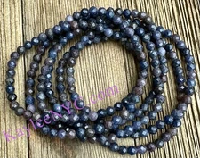 Wholesale 6 Pcs Sapphire 4mm Faceted 7.5” Healing Stretch Bracelet