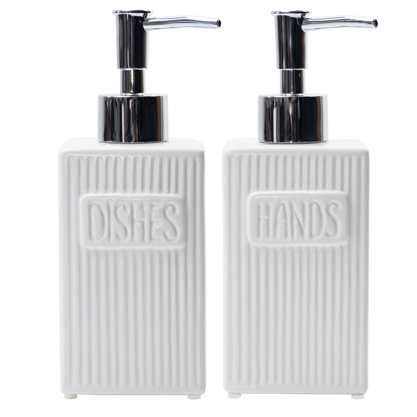 Ceramic Soap Dispenser Set 2-Pack with Funnel 10.5oz for Kitchen or Bathroom-image