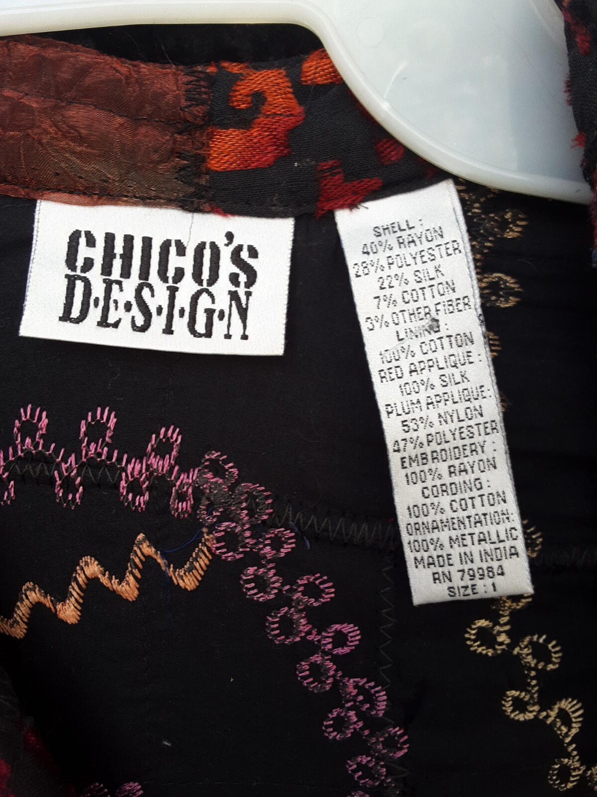 Chicos Design Boho, Tapestry, Patchwork Embroider… - image 3