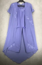 Studio 1 3Pc Formal Pants Suit 14 Embroidered Sheer Open Jacket Lined Top &Pants