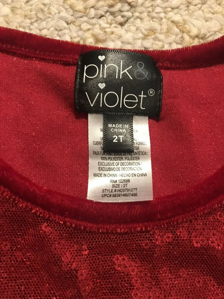 Vestido de Navidad Rosa y Violeta Niñas 2t Rojo Con Cartera Unicornio Foto 4 de 4