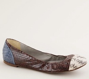 Jcrew Cece Snake Python Ballet Flat 7.5 Blue Cream Brown