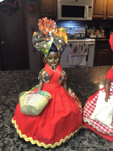 Vintage 1950er New Orleans afroamerikanische Puppen Obst & Baumwolle Pflücker BLINKENDE AUGEN - Bild 6 von 24