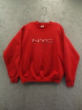 Vintage 90s Fruit of the Loom NYC New York City Sweatshirt Crewneck Red Men XL