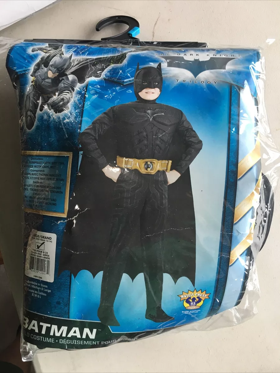 The Dark Knight Rises Kids Lg 12-14 Batman Muscle 3pc Costume