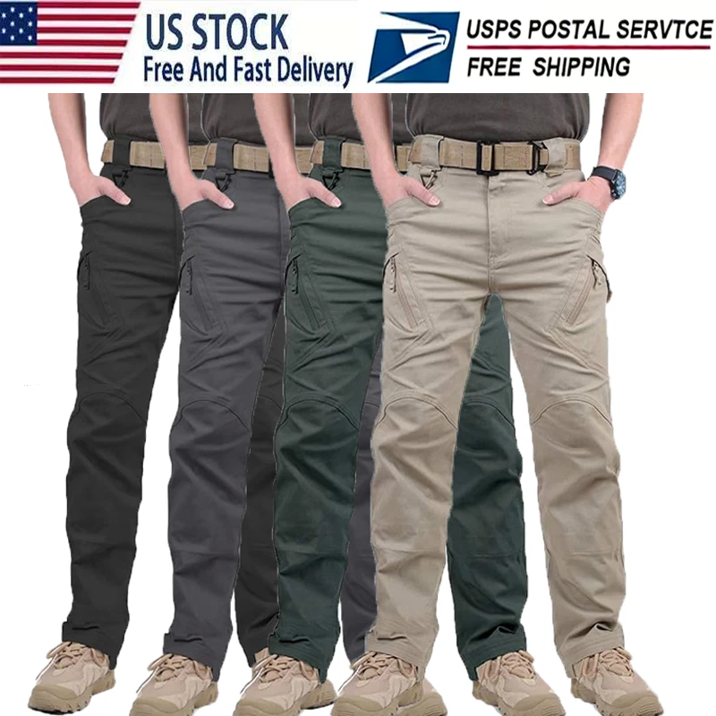 Men's Tactical Waterproof Cargo Pants Outdoor Work Hiking Combat Trousers USA