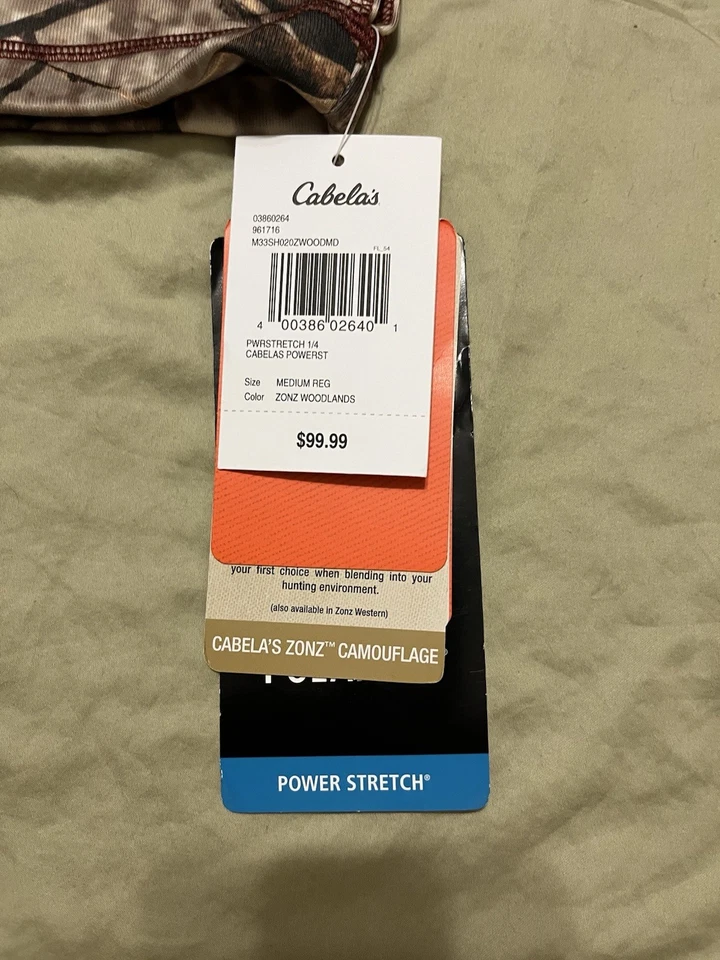 Cabela’s Camo 1/4 Zip Pullover Long Sleeve Men’s Med NWT Fleece Inner - Image 4 of 4