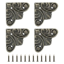 4Pcs 1.1" x 1.1" Vintage Flat Corner Bracket with Mounting Nail, Bronze