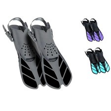 Snorkel Fins Adjustable Buckles Open Heel Swim Flippers Travel Size Short S/M