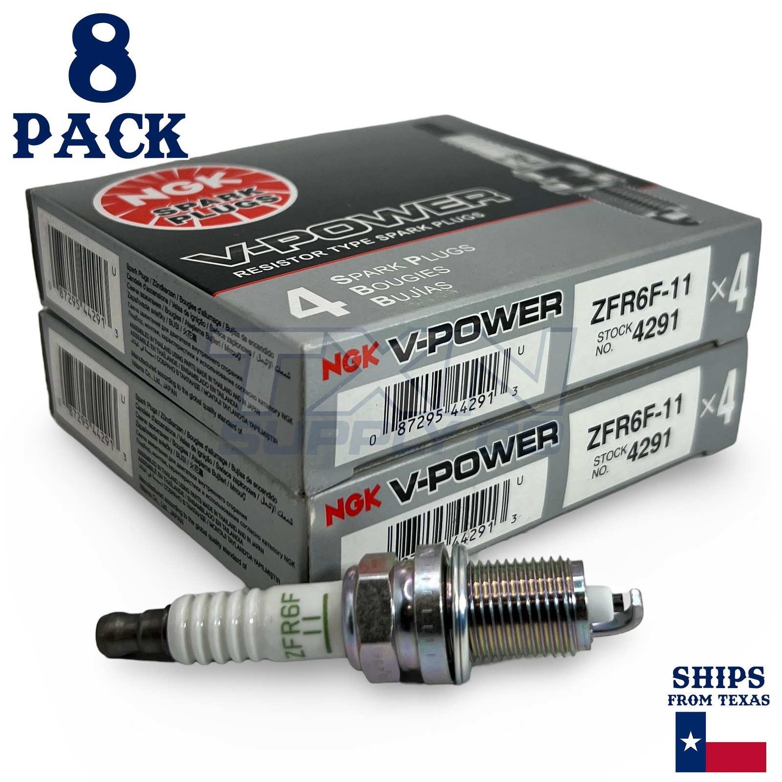 8 Pack NGK V-Power 4291 Spark Plugs ZFR6F-11