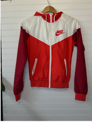 Nike Windrunner Red White Chevron Zip Up Athletic Running Jacket - XS