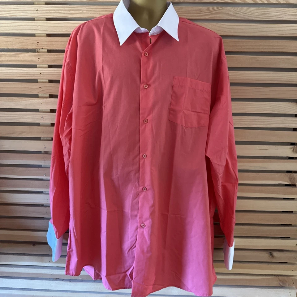 BERLIONI MENS ITALY DRESS SHIRT TWO-TONE LONG SLEEVE FRENCH CUFF 3 XL CL-1-19 - Image 2 of 4