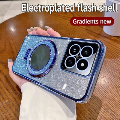 Glitzer Case SchutzHülle Magnetisch Ring Spiegel Cover Silikon Tasche Für Xiaomi