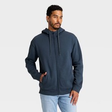 Men's High Pile Lined Fleece Hooded Full-Zip Sweatshirt - Goodfellow Co