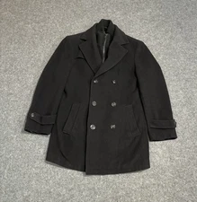 Ralph Lauren Peacoat Men's Size 36R Wool Blend Full Zip Black